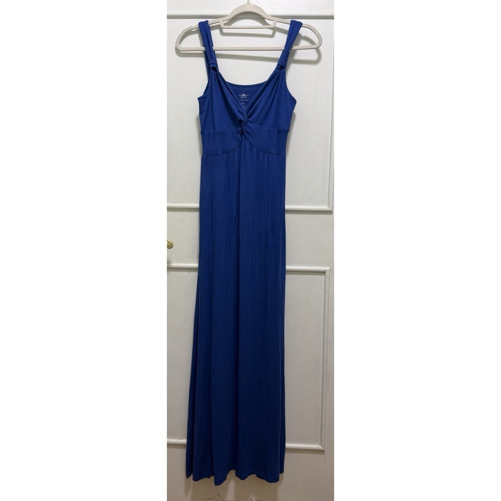 Spense Sleeveless Maxi Dress Women's Size S Blue Jersey V Neck Pullover Summer